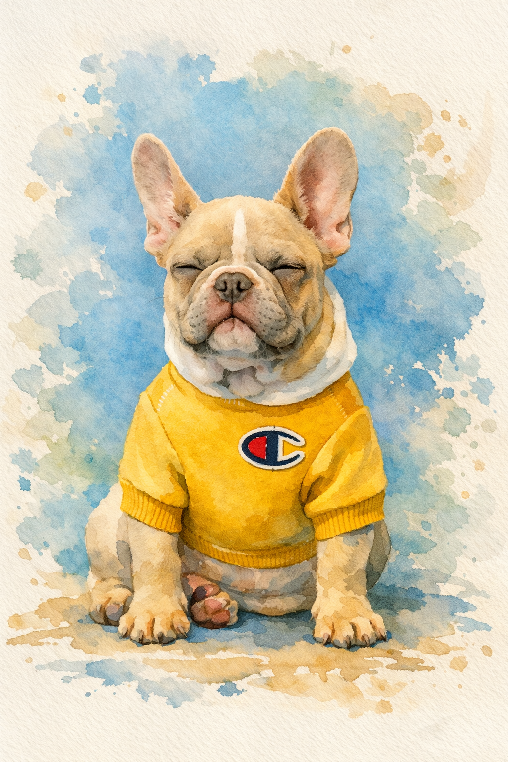 Watercolor pug portrait example